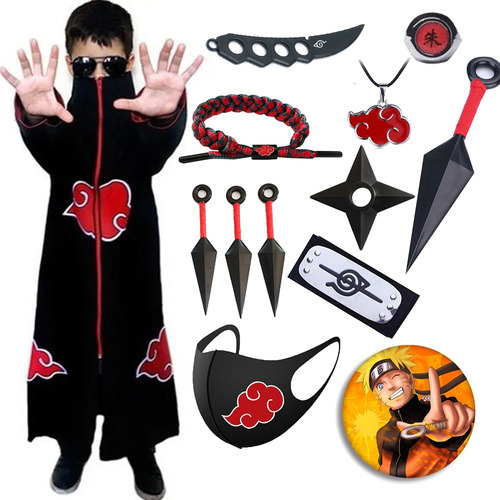 Collar De Bandana Akatsuki Con Traje De Naruto, Anillo Uchih