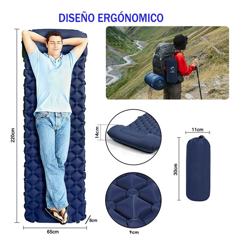 Colchón Inflable Plegable Portátil Para Acampar Colchoneta