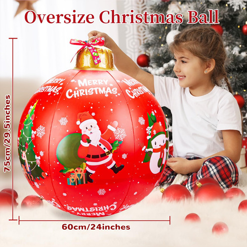 Bolas De Navidad Inflables De 60 Cm Con Cintas Decorativas