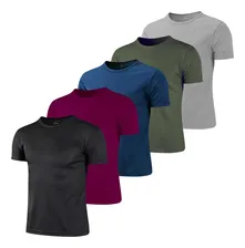 Set 5 Playera Hombre Deportivo Secado Rápido Correr Gym