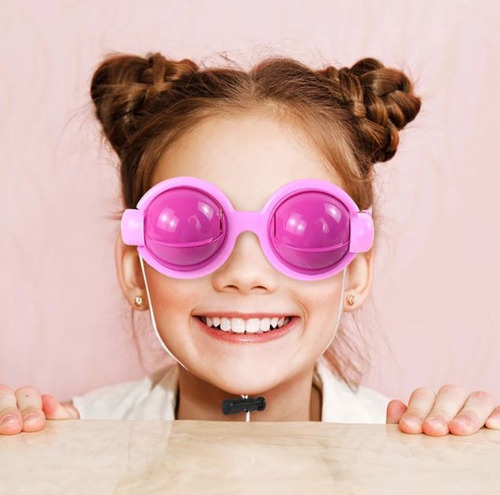 Lentes Locos Fiestas Infantiles Juguetes Bromas Niños Color Rosa Diseño Redondo