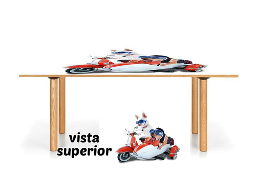 Vinilo Para Mesa Perros En Moto Chiguagua Funny Pet