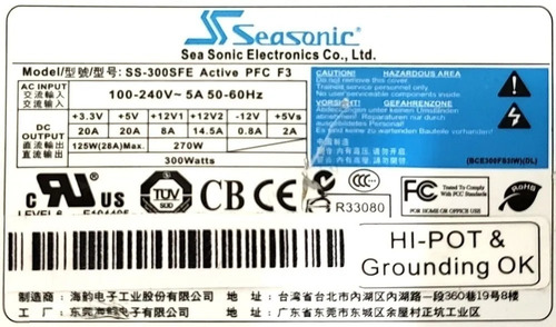 Fonte 80 Plus Pfc Ativo 300w Automática Sfx (Usado)