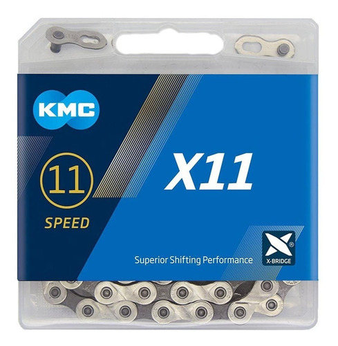 Cadena Para Bicicleta Kmc X11 Npbk Plata/negro 118l