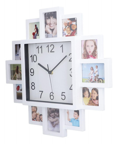 Ebtools Reloj De Pared Con Marco De Fotos Blanco De 15,35 Pu