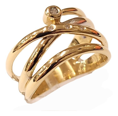 Imagen 2 de 8 de Anillo Calado Oro 18k Cubics 5,3grs N°14 1,2cm Ancho Brumat