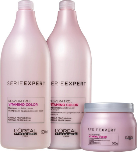 Imagem 1 de 3 de Loreal Shampoo + Cond + Mascara 500g Vitamino Color 1,5ltos