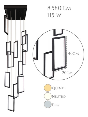 Lustre Mirror Base Redonda Ø60cm 2,00m Pé Direito Duplo