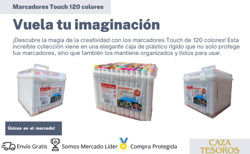 Marcadores Touch X120 Pzs Doble Punta Alcohol Valija