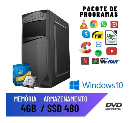 Pc Desktop Cpu Computador Core I3 540 4gb Ssd 480 Win10 Pró