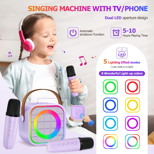 Máquina De Karaoke Ylyycc Mini Con 2 Micrófonos Inalámbricos