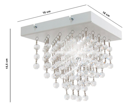 Lampara Plafon Moderno Lluvia Cairel Cristal Luz Led Blanco