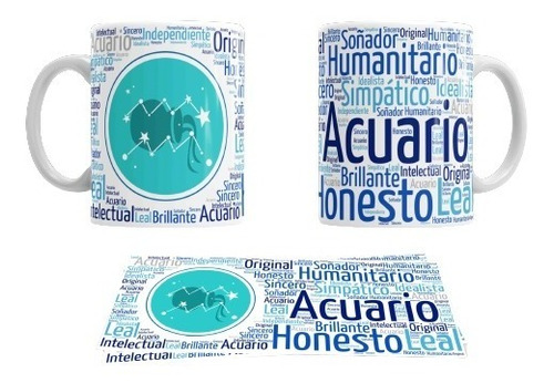 Taza Blanca Sublimada 11 Oz Zodiaco Acuario F108