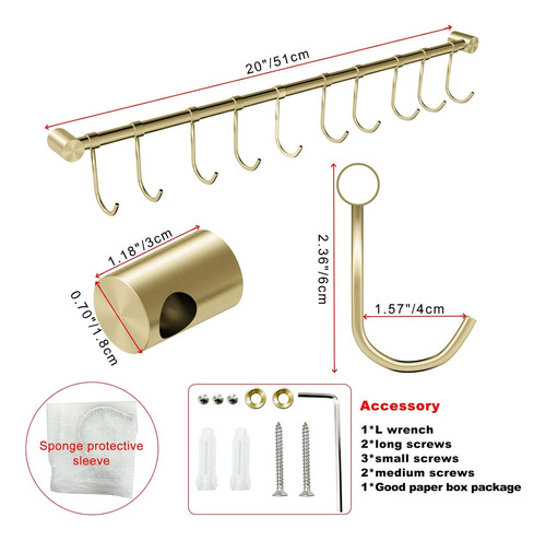 Estantes Colgantes Cocina Acero Inoxidable 304 50 Cm Riel Al