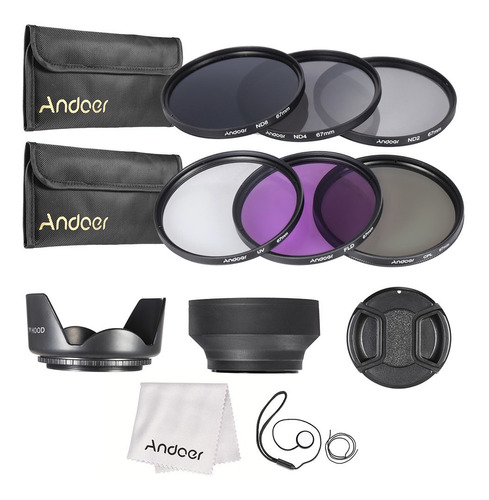 Kit De Filtros De Lentes Andoer De 67 Mm Uv+cpl+fld+nd (nd2