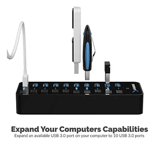Sabrent Hub Usb 3.0 De 10 Puertos De 60 W Con