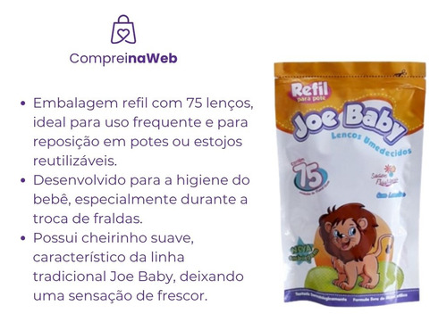 Lenço Umedecido Joe Naby Refil Para Pote 75 Unidades Kit C/4