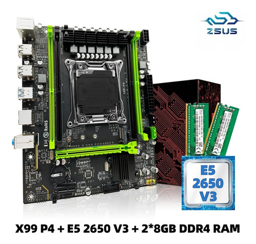 Combo Tarjeta Madre Zsus X99 P4 + Xeon E5 2670+16gb Ram