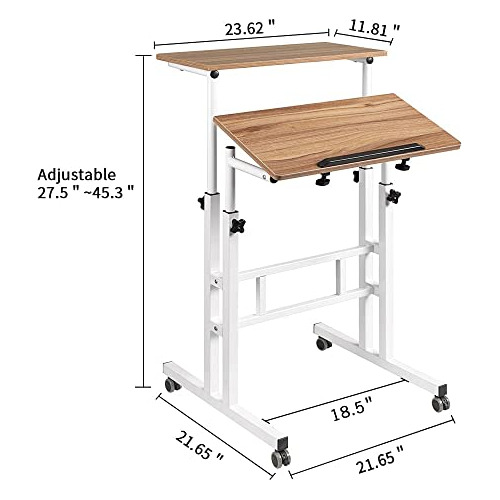 Mobile Stand Up Desk, Small Adjustable Standing Desk Wi...