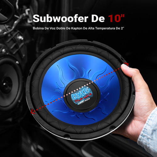 Bocina Subwoofer 10 Pulgadas para Coche 1000 Watts Pyle, Bobina de Voz Dual, Sistema de Sonido Estéreo del Auto