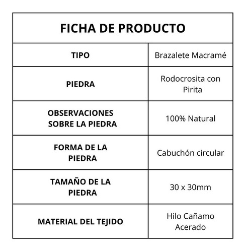 Imagen 7 de 7 de Brazalete En Macramé Con Rodocrosita + Pirita 100% Natural