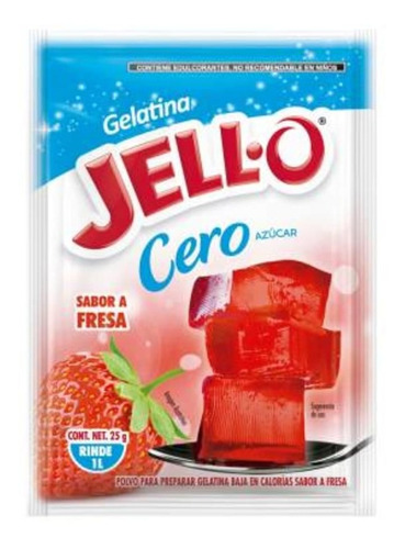 Polvo Para Preparar Gelatina Jello Sabor Fresa Cero 12 Pieza