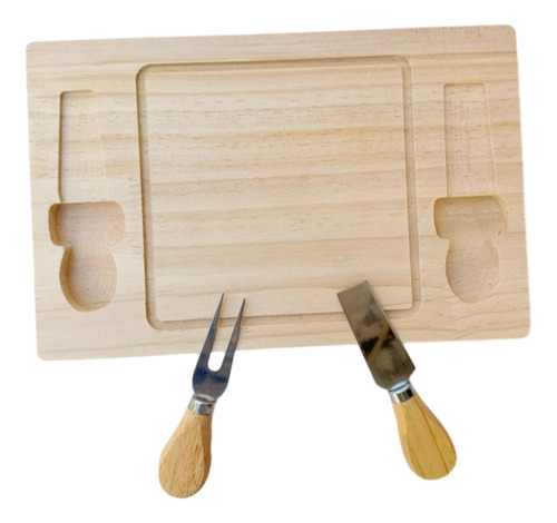 Tabla De Madera Para Queso Con Juego De Cuchillo Y Tenedor,