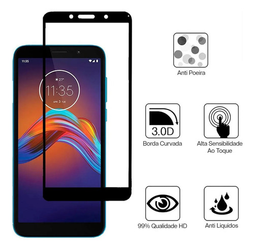 Pelicula De Vidro Temperado 3d Motorola Moto E6 Play 5.5
