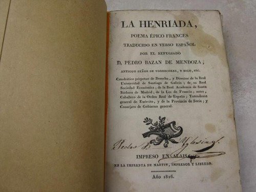 Mercurio Peruano: Libro Antiguo Poesia Epica La Heriada L28