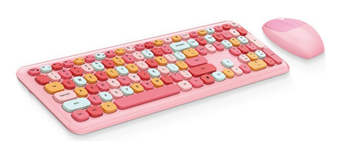 Combo Inalámbrico Teclado Y Mouse Mofii 666 2,4g Rosa