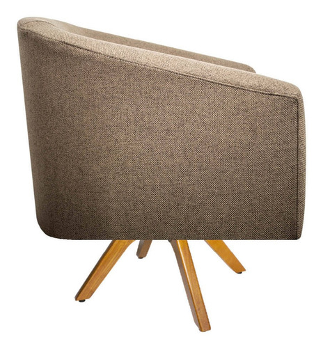 Poltrona Luiza Linho Tabaco Base Madeira - Adj Decor