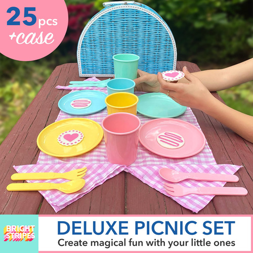 Bright Stripes Juego De Cestas De Picnic Para Ninos, Suminis