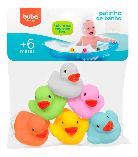 Patinhos Coloridos Brinquedo De Banho Bebê Buba 6 Peças