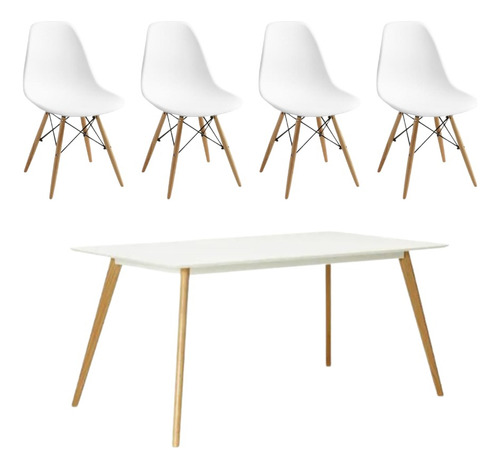 Juego De Comedor Mesa Eames+4 Sillas Eames-tu Idea 