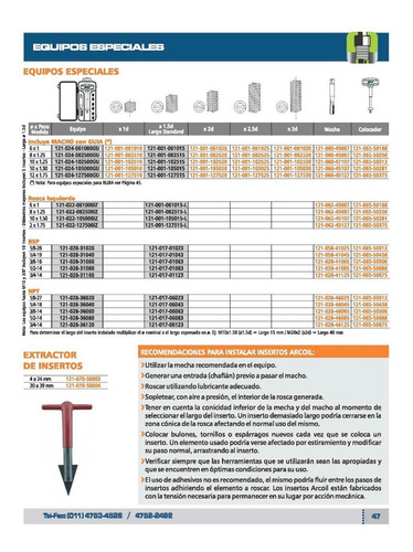 Kit Reparacion Roscas P/ Bujias M 12x1.25 Arcoil Profesional