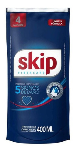 Skip Jabon Liquido Ropa Fiber Care Doypack  400 Ml