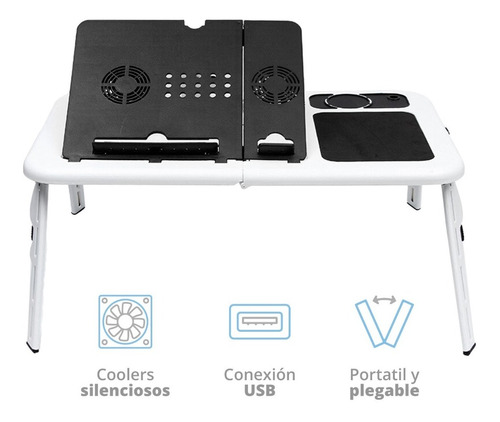 Imagen 4 de 10 de Mesa Plegable Porta Notebook Con Base Refrigerante Coolers