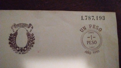 Único! Papel Oficio Año 1918
