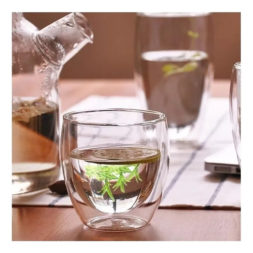 Copo Duplo De Vidro Elegance 200ml Cafe Cerveja 6 Unidades Cor Transparente