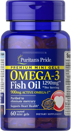 Puritan's Pride | Omega 3 Fish Oil | 1290mg | 60 Mini Gels