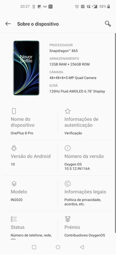 Oneplus 8 Pro Preto 12gb/256gb Envio Imediato Android 11