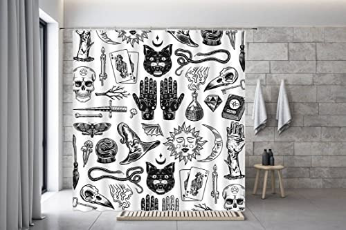 C Cortina De Ducha De Halloween Tarot Gótico Boho Palmistry