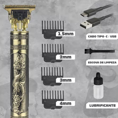 Máquina De Cortar Cabelo Barbaear Acabamento Dragão Kodi Cor Dourado-escuro 127/220V