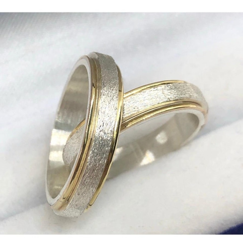 Imagen 2 de 5 de Alianzas Anillos Plata Y Oro Cintillo Compromiso Grabado
