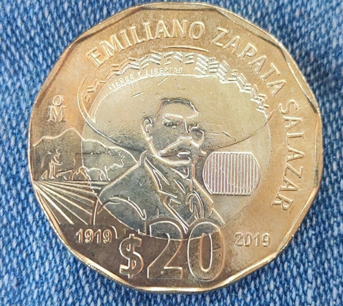 Moneda Conmemorativa De 20 Pesos Emiliano Zapata Salazar 