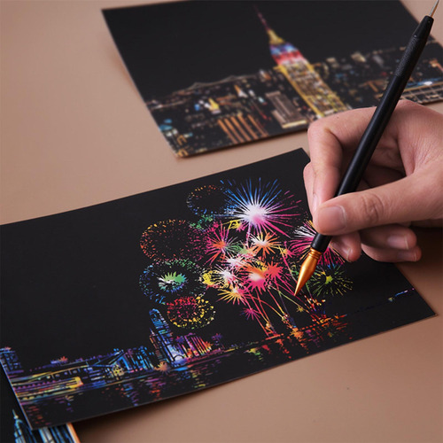 4 Uds. De Papel Para Rascar, Pintar Y Graffiti, Estilo B