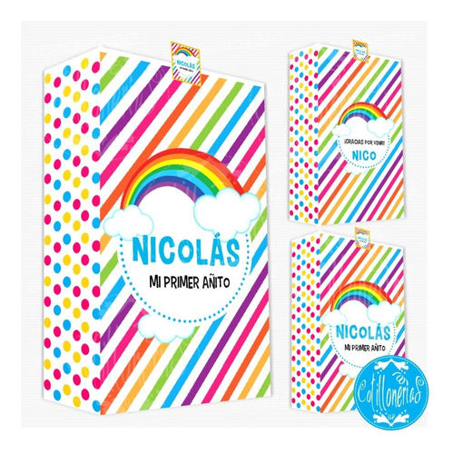 Bolsitas Golosineras Personalizadas Arcoiris X20