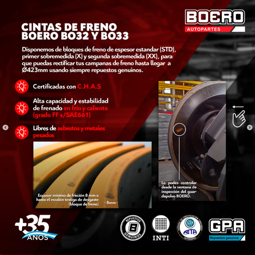 Kit X16 Cintas Bloque Freno 8 PuLG Q Bo/32xx P/semi/acoplado