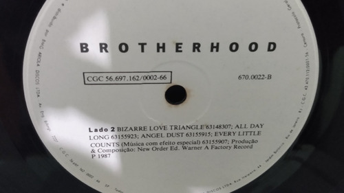 Lp - New Order - Brotherhood - C/encarte - 1987 - Rcki (Usado)