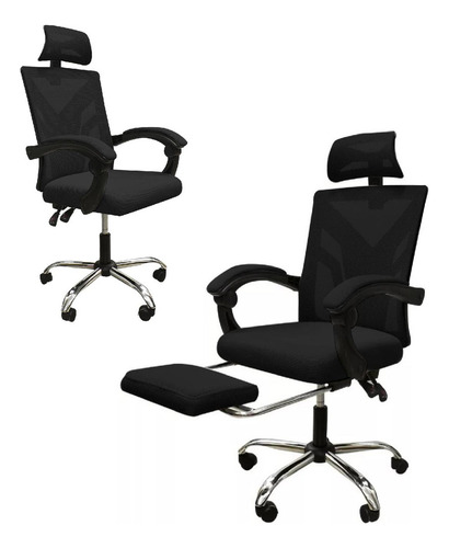 Silla Ejecutiva Oficina Ajustable Escritorio Con Reposapies Color Negro